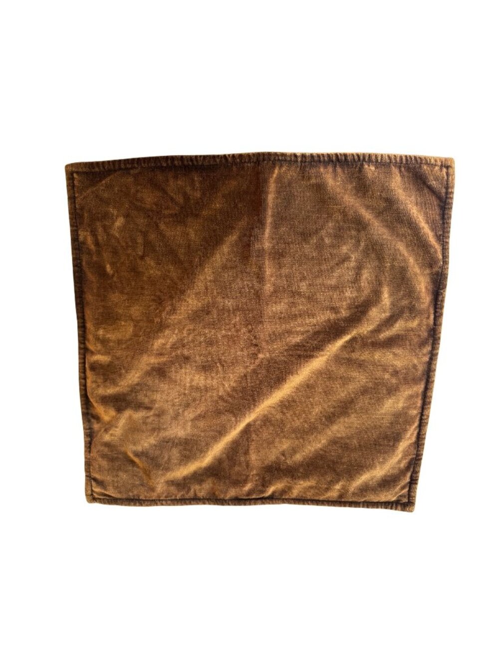 Pottery Barn Brown Velvet Pillow Cover 20"x20" 100% Cotton Mid century Zipper Cl